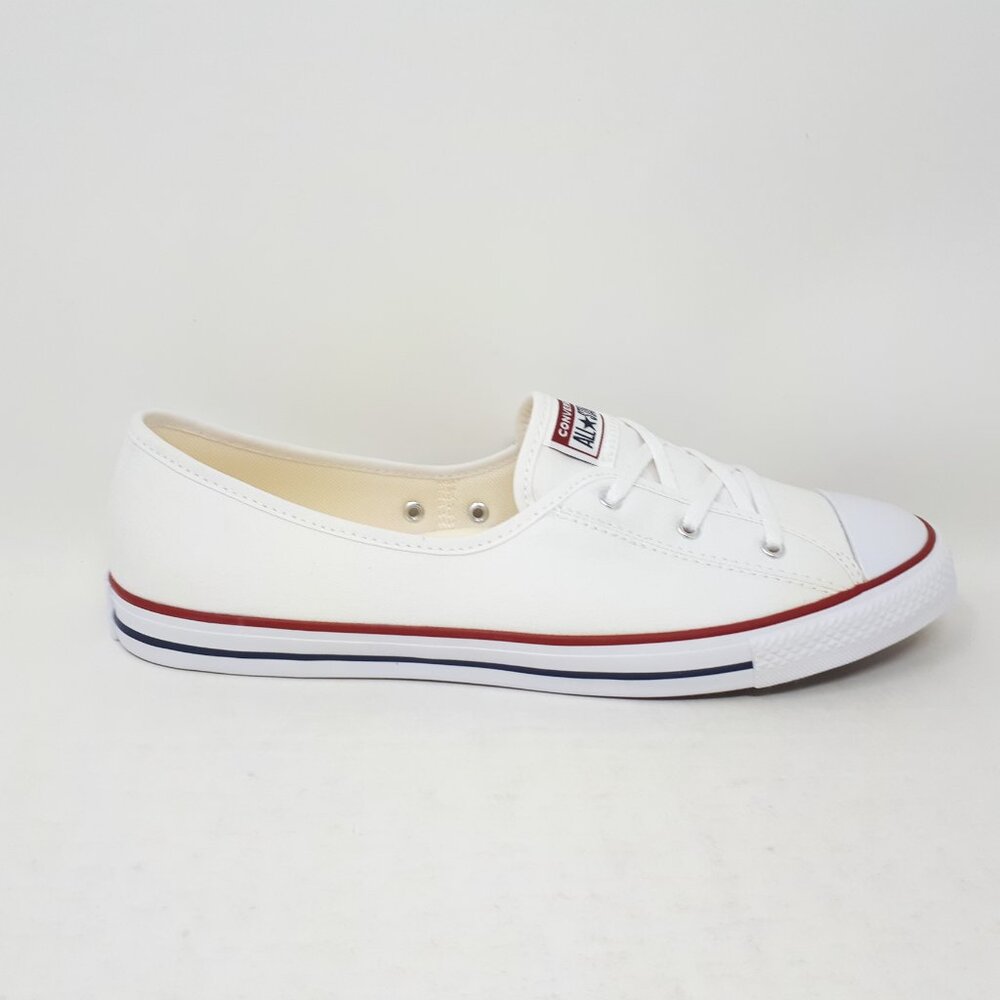 Converse Chuck Taylor All Star Ballet Lace Slip On White Shoe Sneaker Womens NEW